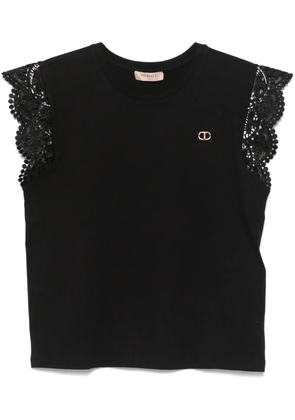 TWINSET lace-cap-sleeves T-shirt - Black