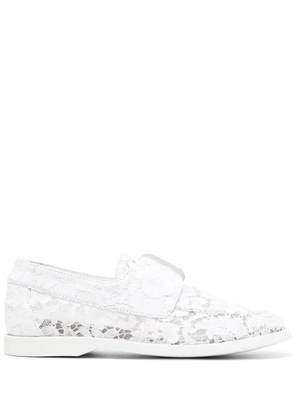 Le Silla Claire floral lace loafers - White