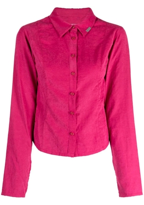 izzue logo-plaque pointed-collar long-sleeve shirt - Pink