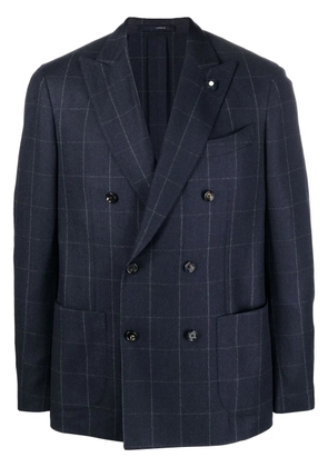 Lardini double-breasted checked blazer - Blue