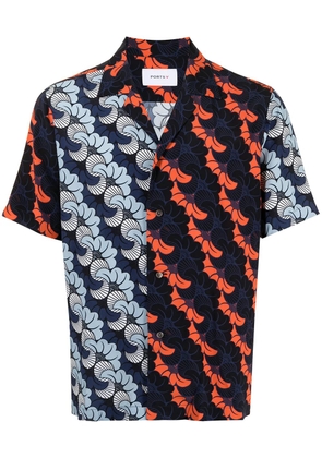 Ports V panelled floral-print shirt - Blue