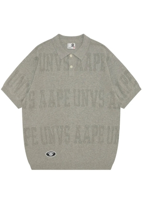 AAPE BY *A BATHING APE® logo-perforated polo shirt - Grey