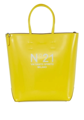 Nº21 logo-detail leather tote bag - Yellow