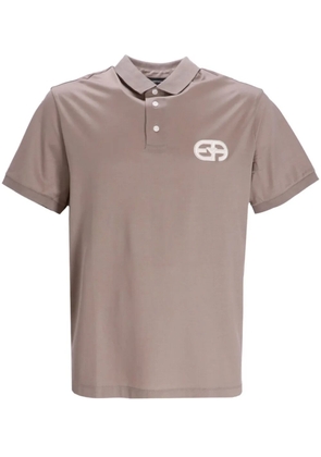 Emporio Armani logo-patch button-fastening polo shirt - Neutrals