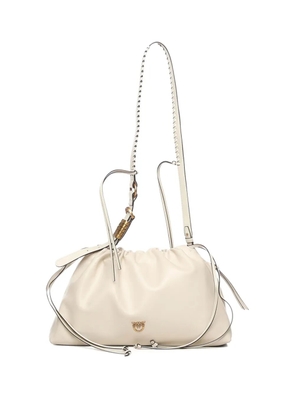 PINKO large drawstring logo clutch bag - Neutrals