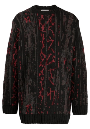 Yohji Yamamoto patterned intarsia-knit jumper - Black