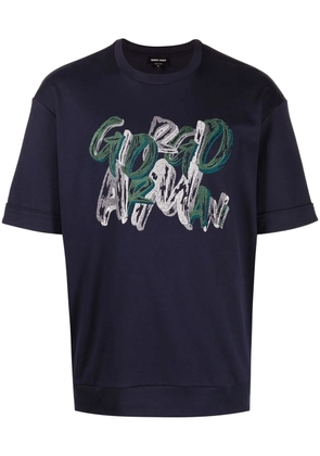 Giorgio Armani graphic logo-print cotton T-shirt - Blue