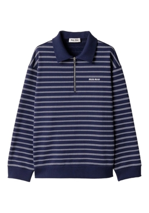 Miu Miu striped half-zip polo shirt - Blue