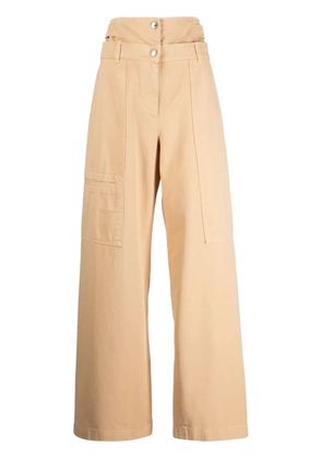 System layered-waist tapered trousers - Brown