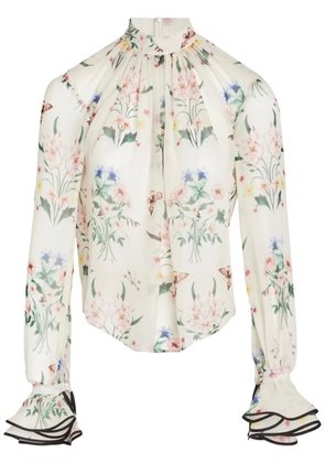 Giambattista Valli floral-print silk blouse - Neutrals