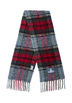 Vivienne Westwood logo-patch plaid scarf - Red