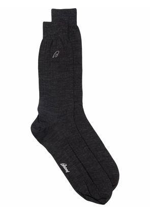 Brioni wool-blend intarsia logo socks - Grey