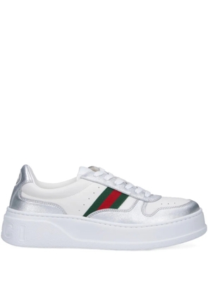 Gucci logo-lettering leather sneakers - White