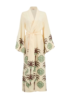 Johanna Ortiz Boa Whisper palm-tree geometric-print robe - Neutrals