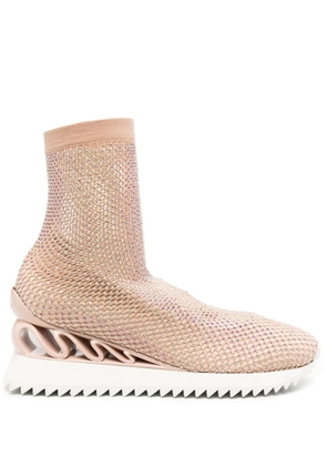 Le Silla Gilda crystal-embellished high-top sneakers - Neutrals