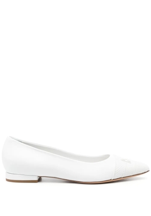 Casadei embossed-logo 15mm leather ballerinas - White