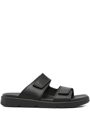 Geox double-strap leather slippers - Black