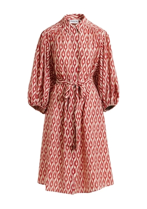 Essentiel Antwerp Ihilton abstract-print belted dress - Orange