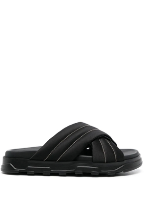 Fabiana Filippi quilted crossover-strap slides - Black