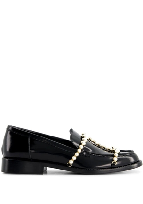 Giambattista Valli pearl-embellished leather loafers - Black