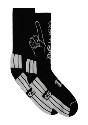 Aries pointing-hand striped socks - Black
