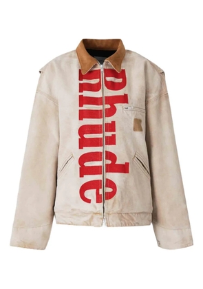 RHUDE zip-up logo bomber jacket - Neutrals