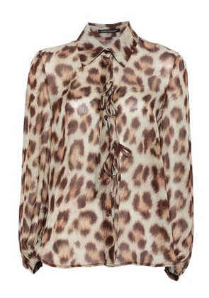 Luisa Cerano leopard-print tie-neck blouse - Brown