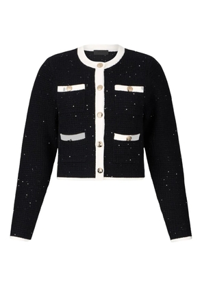 LIU JO glitter-embellished buttoned tweed jacket - Black