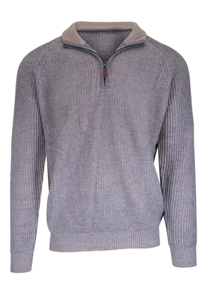 Kinross Cashmere ribbed zip sweater - Grey