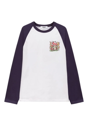 MSGM long-sleeve graphic-print T-shirt - White