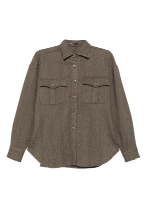 Ermanno Scervino herringbone-pattern flap-pocket shirt - Brown