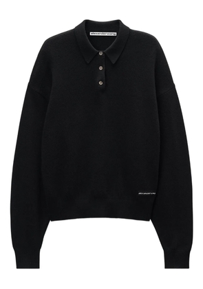 Alexander Wang logo-patch long-sleeve polo shirt - Black