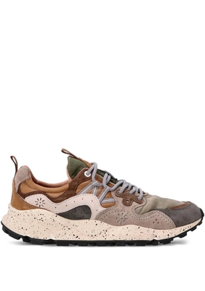 FLOWER MOUNTAIN leather panelled sneakers - Brown