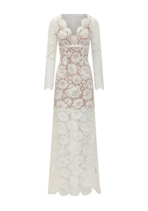 Self-Portrait floral-lace gown - White