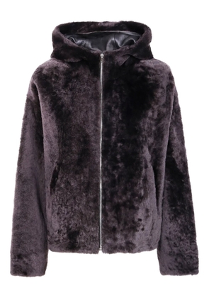 Yves Salomon hooded lamb-fur jacket - Brown