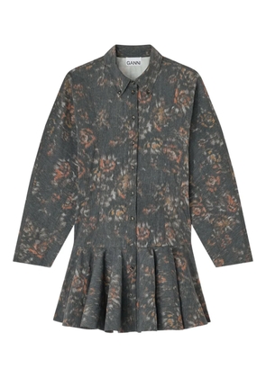 GANNI printed buttoned dress - Grey