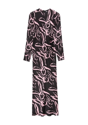 MSGM rabbit-print long-sleeve dress - Black