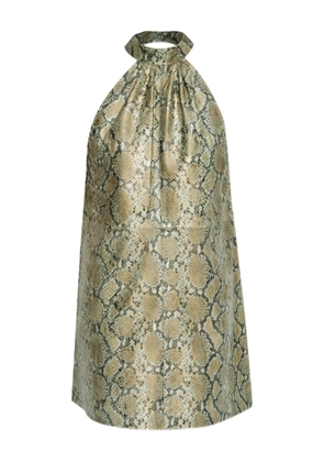 Gestuz Feliza snakeskin halterneck dress - Yellow