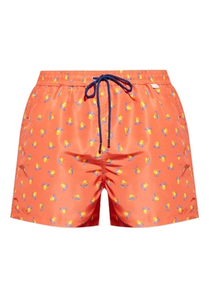 Paul Smith peach-print drawstring swim shorts - Orange