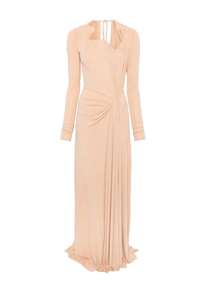 Victoria Beckham gathered-detail maxi dress - Neutrals