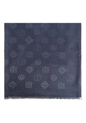 Giorgio Armani logo-pattern jacquard scarf - Blue