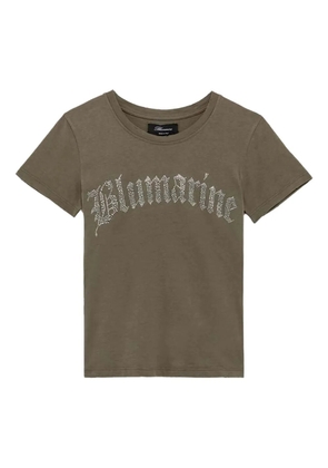 Blumarine crystal-embellished logo T-shirt - Brown