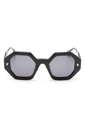 Nanushka hexagonal-frame logo-plaque sunglasses - Black
