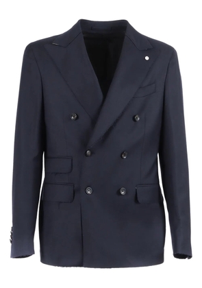 BRANDO frayed double-breasted blazer - Blue