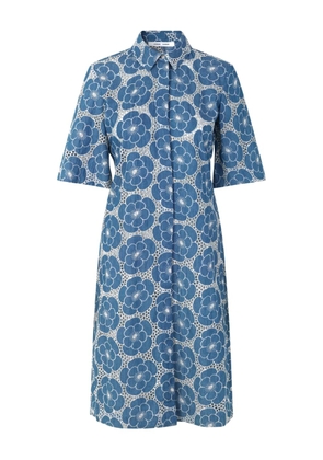 SAMSOE SAMSOE floral-print collared midi dress - Blue