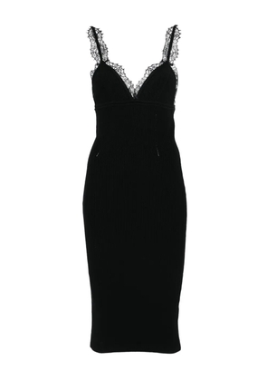 Blumarine lace-trimmed ribbed midi dress - Black