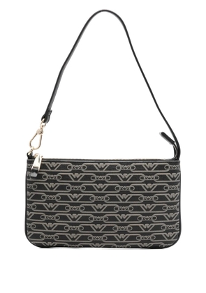 Emporio Armani logo-jacquard shoulder bag - Black