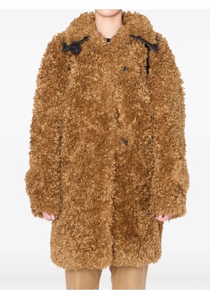 Kolor faux-fur button-fastening coat - Brown