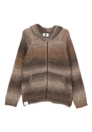 izzue ombre striped zip-up hoodie - Brown