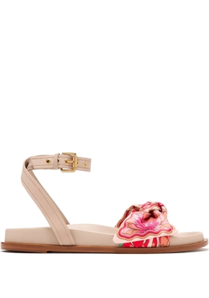 FARM Rio ankle-strap bow flat sandals - Neutrals